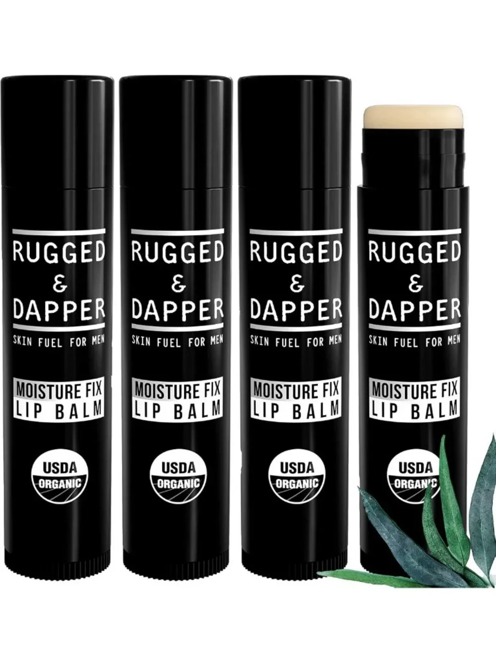 Hydrating Lip Balm for Men - Organic & Natural Ingredients - 4 Pack Moisturizer